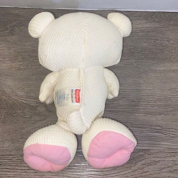 1994 Fisher Price Plush Cozies Pale Yellow Cream Bear Thermal Waffle Weave 10” - Picture 3 of 5